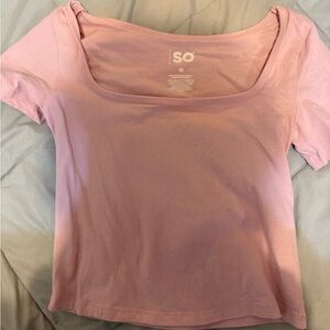 SO Women's Light Pink Square Neck Tee